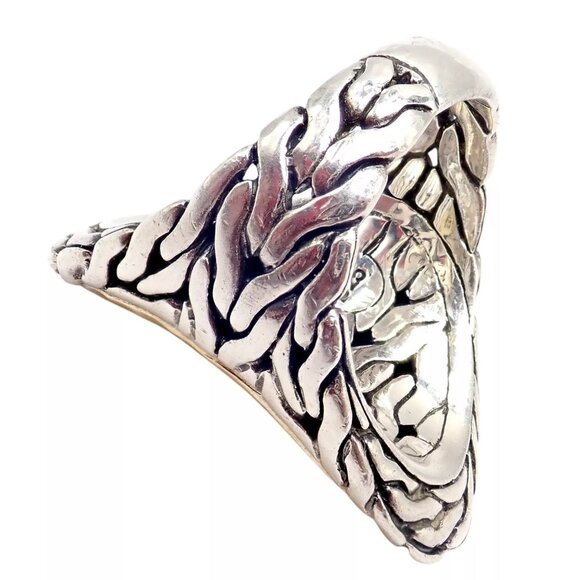 John Hardy JH Silver 22k Yellow Gold Classic Palu Saddle Cocktail Ring sz 7 - Picture 13 of 14